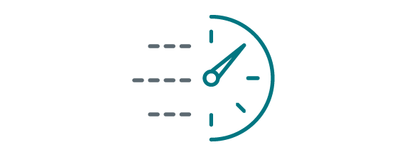 Icon of a clock indicating high speed